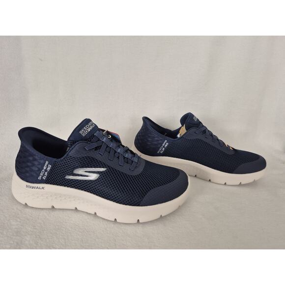 Women's Skechers Go Walk Flex Grand Entry Navy/White Size 8D Wide Washable Shoes - Picture 4 of 8